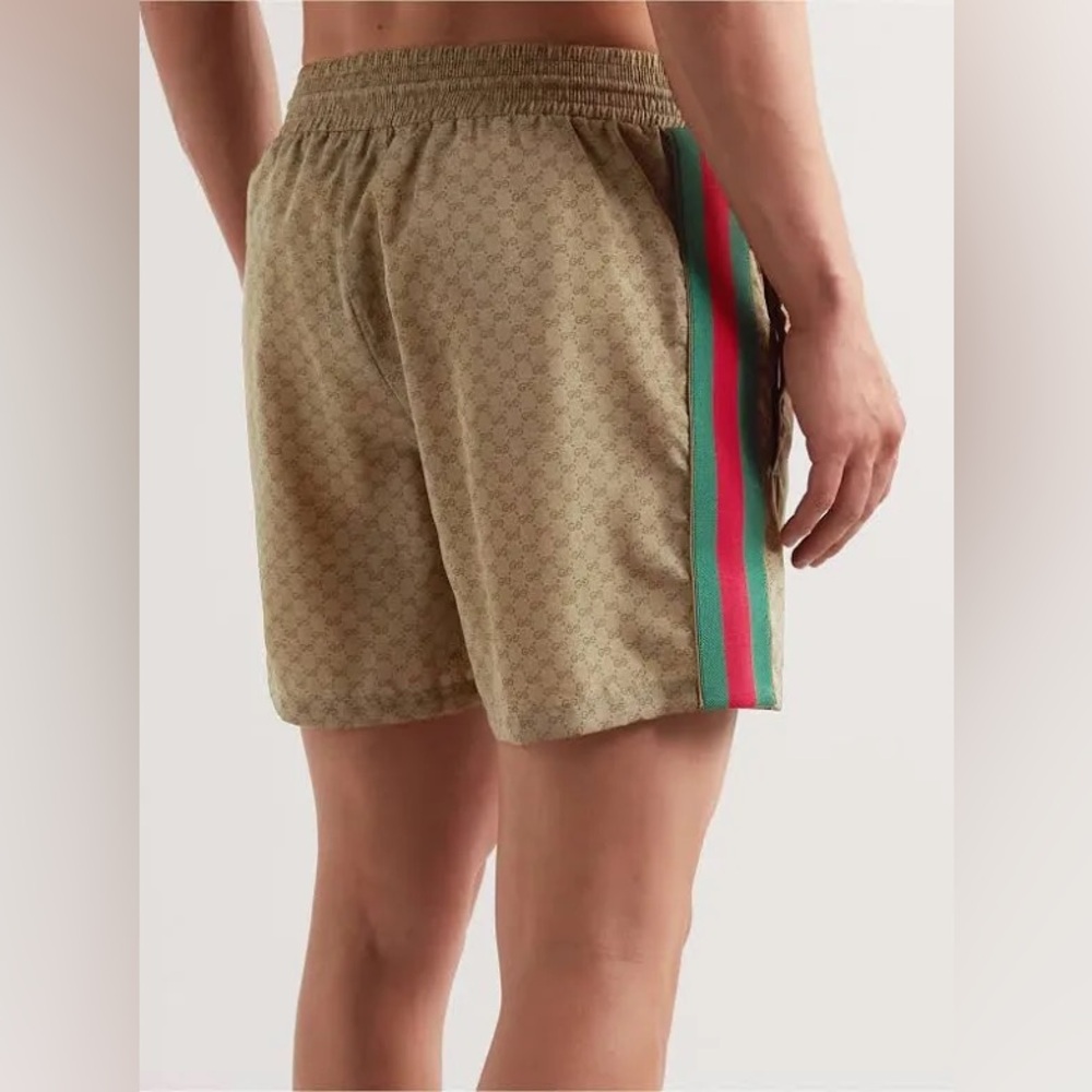 GUCCI
Slim-Fit Mid-Length Logo-Print Striped Swim Shorts - Picture 2 of 11
